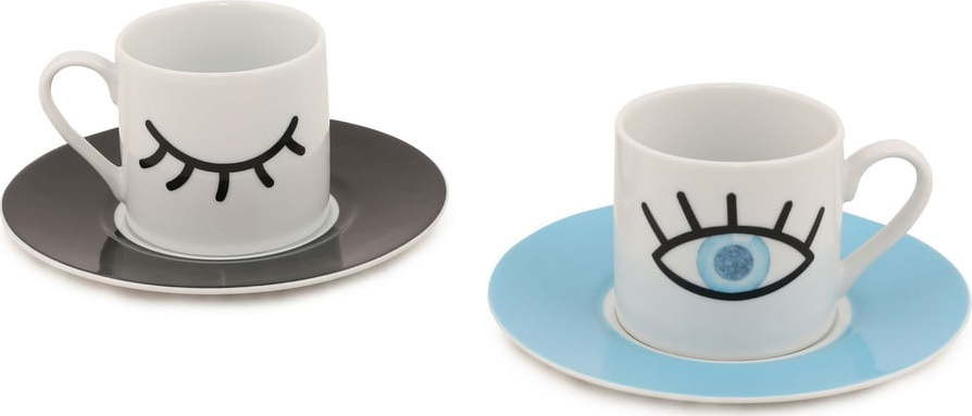 Sada 2 šálků s podšálky Kütahya Porselen Eyes, 90 ml