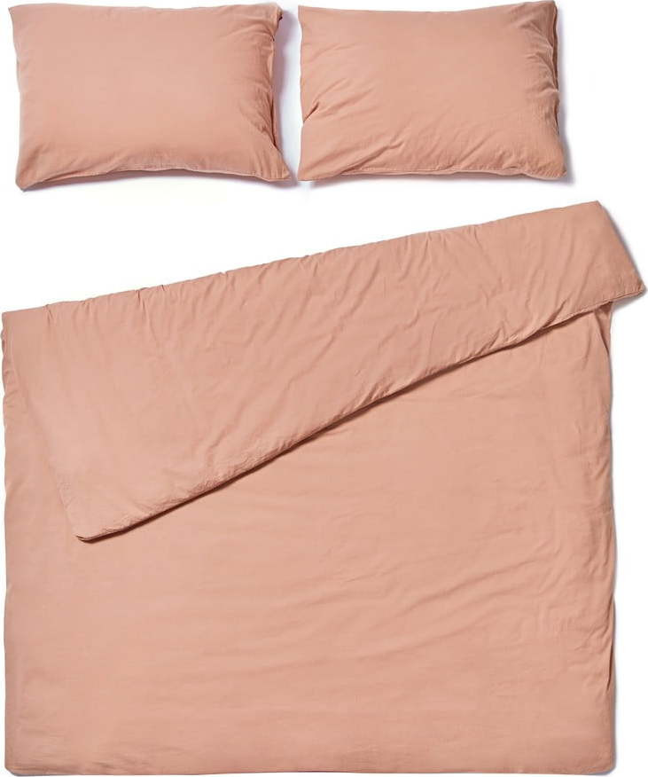 Přírodně hnědé povlečení na dvoulůžko ze stonewashed bavlny Bonami Selection, 200 x 220 cm