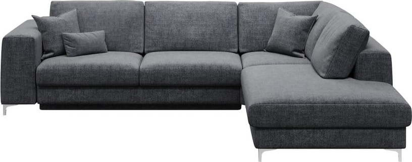 Tmavě šedá rozkládací rohová pohovka Devichy Rothe, pravý roh