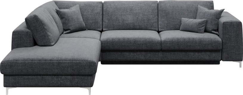 Tmavě šedá rozkládací rohová pohovka Devichy Rothe, levý roh