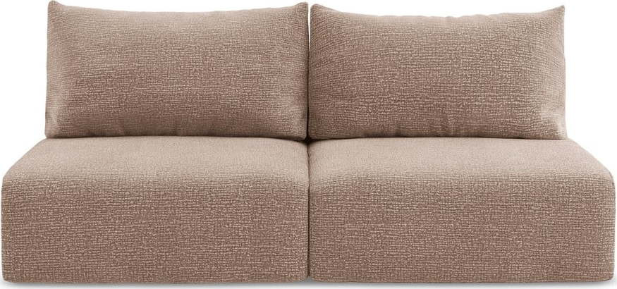 Světle hnědá rozkládací/s úložným prostorem pohovka 216 cm Kalena – Makamii