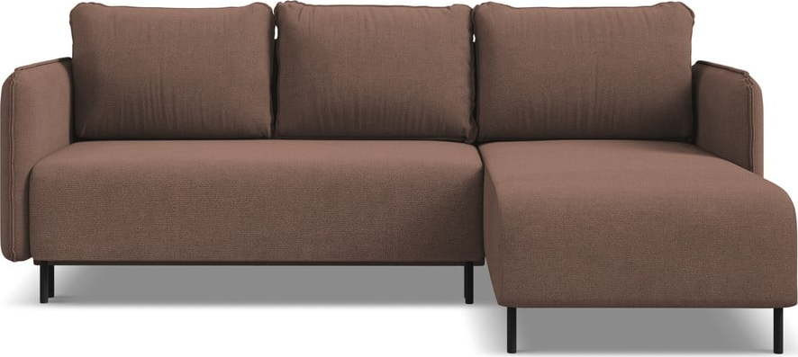 Růžová rozkládací/s úložným prostorem rohová pohovka (pravý roh) Luana – Makamii