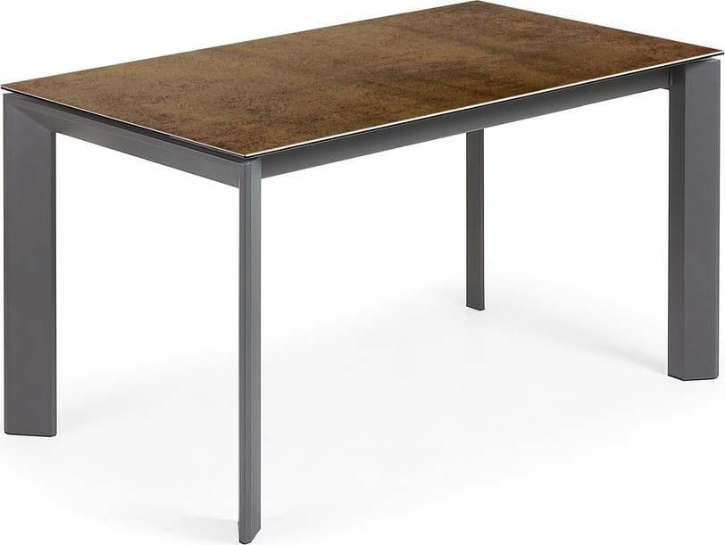 Hnědo-šedý rozkládací jídelní stůl Kave Home Atta, 140 x 90 cm