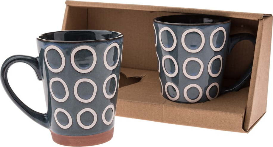 Tmavě modré keramické hrnky v sadě 2 ks 380 ml – Dakls