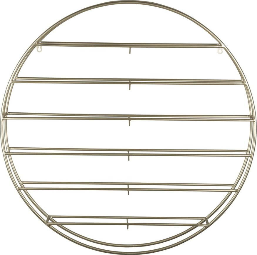 Nástěnný kovový regál na víno ve zlaté barvě počet lahví 12 80x80x9 cm Redondo – PT LIVING