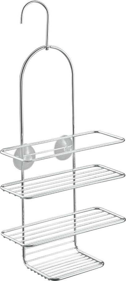 Závěsná ocelová koupelnová polička v leskle stříbrné barvě Luxy – Metaltex