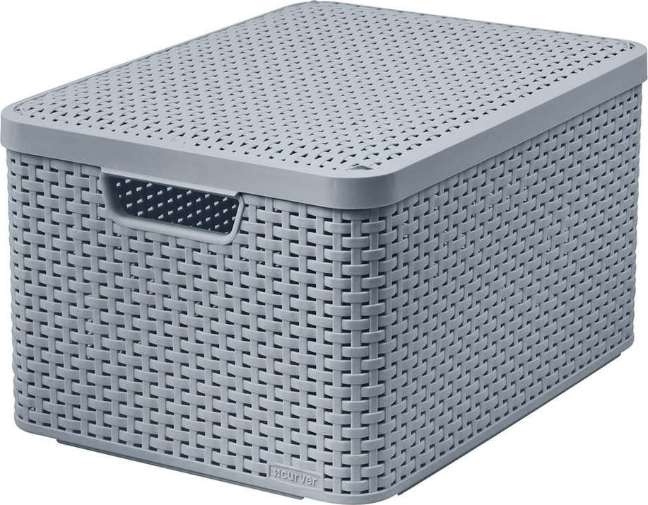 Šedý plastový úložný box s víkem 33x44,5x25 cm Style – Curver