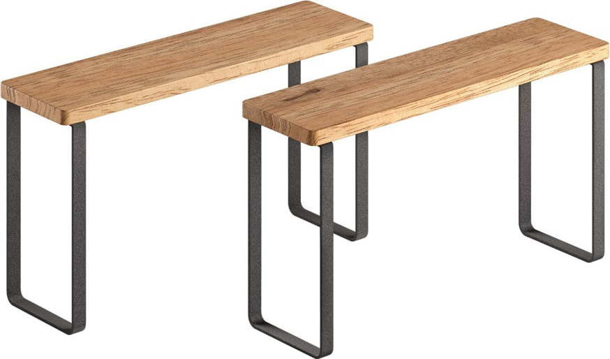 Dřevěné přídavné poličky v matně černo-přírodní barvě v sadě 2 ks 27x8 cm York – Metaltex