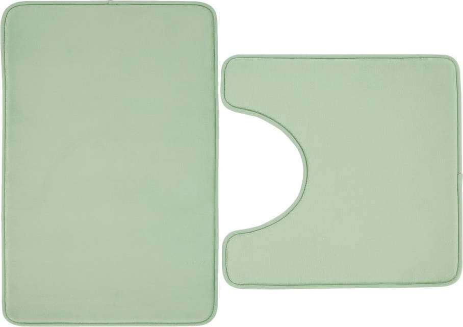 Světle zelené WC koupelnové předložky z paměťové pěny v sadě 2 ks 50x80 cm Anti-Bacterial – Catherine Lansfield