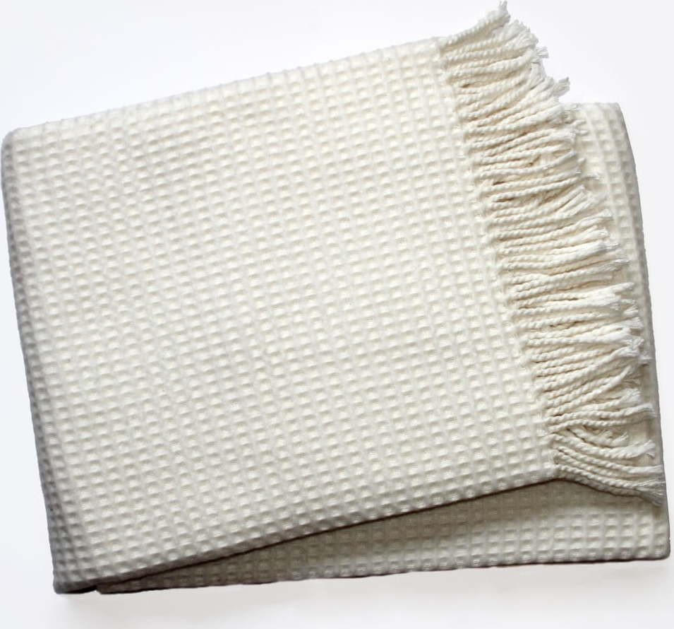 Krémový pléd s vaflovým vzorem Euromant Waffel, 140 x 180 cm