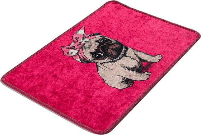 Růžová koupelnová předložka 40x60 cm Pink Pug – Foutastic