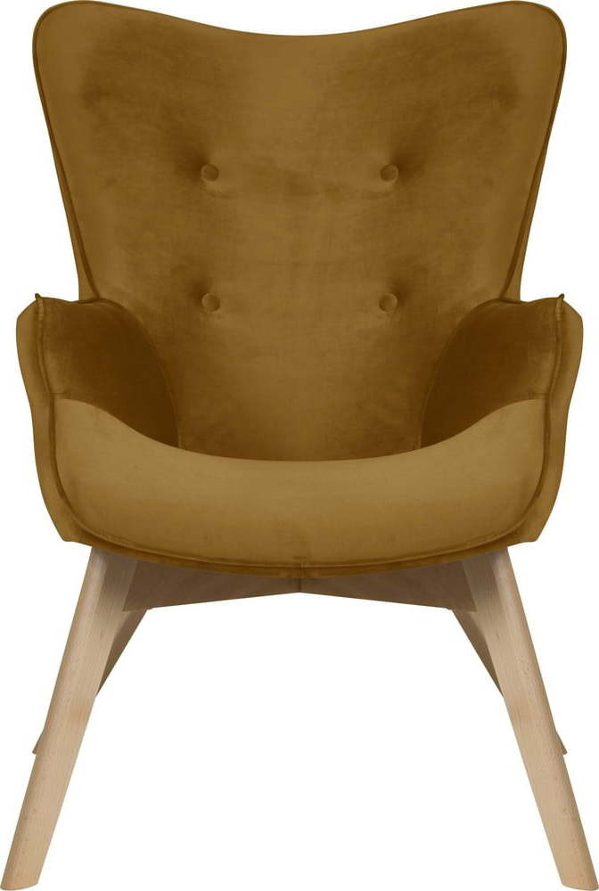 Sametové křeslo v hořčicové barvě Niko – Ropez
