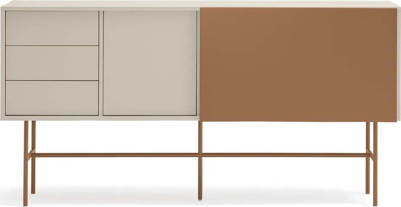 Nízká komoda s posuvnými dveřmi v béžovo-cihlové barvě 180x91 cm Nube – Teulat