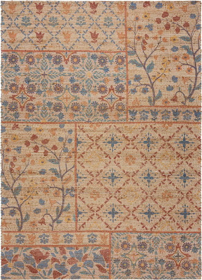 Ručně tkaný koberec s příměsí juty v přírodní barvě 80x150 cm Taylor Patchwork – Flair Rugs