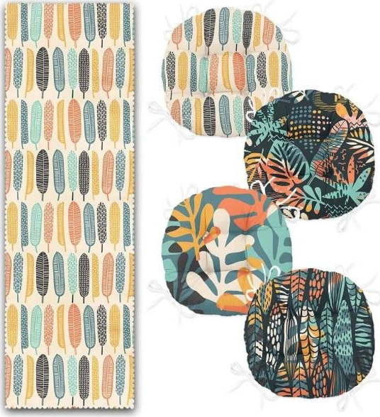 Set podsedáků a běhounu 5 ks Long Leaves – Mila Home