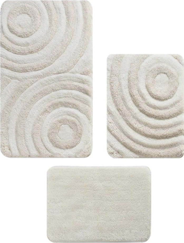 Béžové koupelnové předložky v sadě 3 ks 60x100 cm Wave – Foutastic