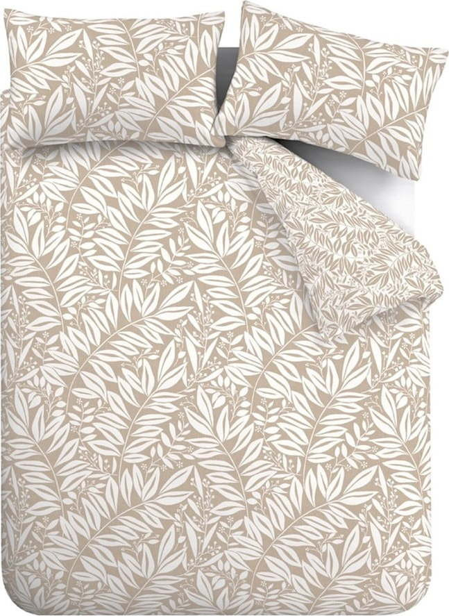 Světle hnědé prodloužené povlečení na dvoulůžko 230x220 cm Sorrel Leaves – Catherine Lansfield