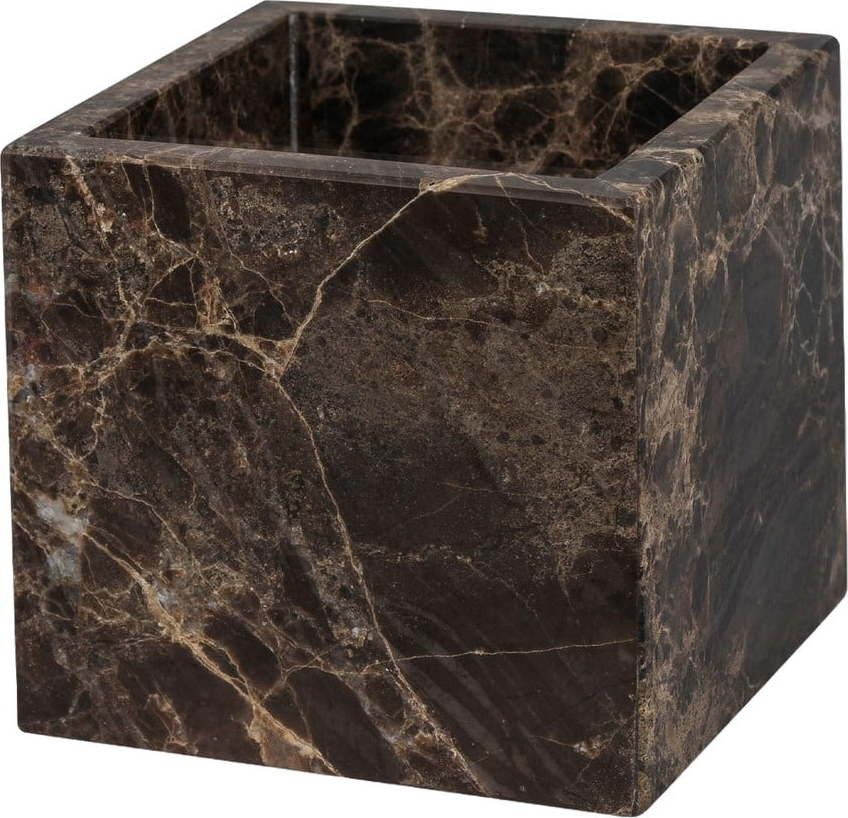 Tmavě hnědý mramorový koupelnový organizér na vatové tampony Marble – Mette Ditmer Denmark