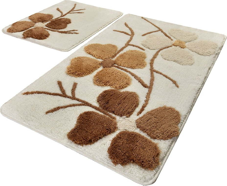 Hnědo-krémové koupelnové předložky v sadě 2 ks 60x100 cm Kırcicegi – Foutastic