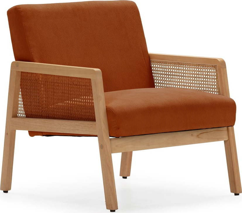 Manšestrové křeslo s výpletem v cihlové barvě Debra – Marckeric