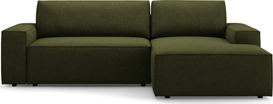 Tmavě zelená rozkládací rohová pohovka z textilie bouclé (pravý roh) Jodie – Micadoni Home