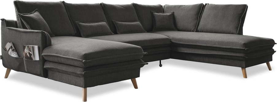 Tmavě šedá rozkládací rohová pohovka (pravý roh/do