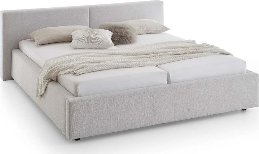 Čalouněná dvoulůžková postel s úložným prostorem s roštem 180x200 cm ve stříbrné barvě Cube – Meise Möbel