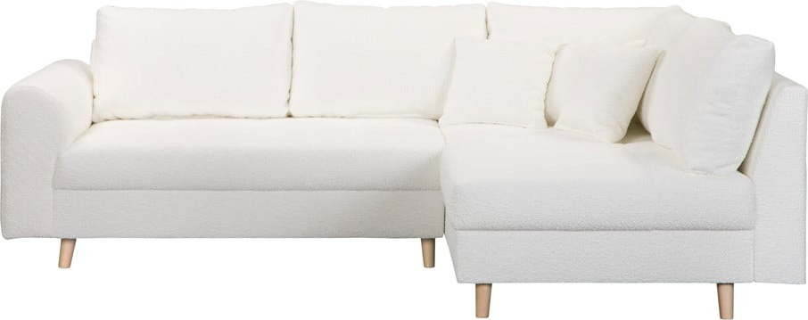 Bílá rohová pohovka z textilie bouclé (pravý roh) Ariella – Ropez