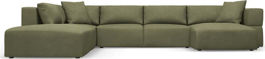 Světle zelená rohová pohovka do