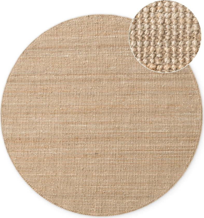 Jutový kulatý koberec v přírodní barvě ø 200 cm Bouclé Jaipur – Hanse Home