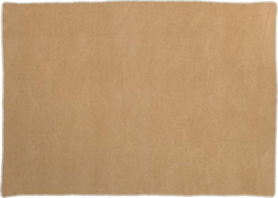 Okrově žlutá deka s příměsí vlny 140x200 cm Ylva Ochre – Pappelina