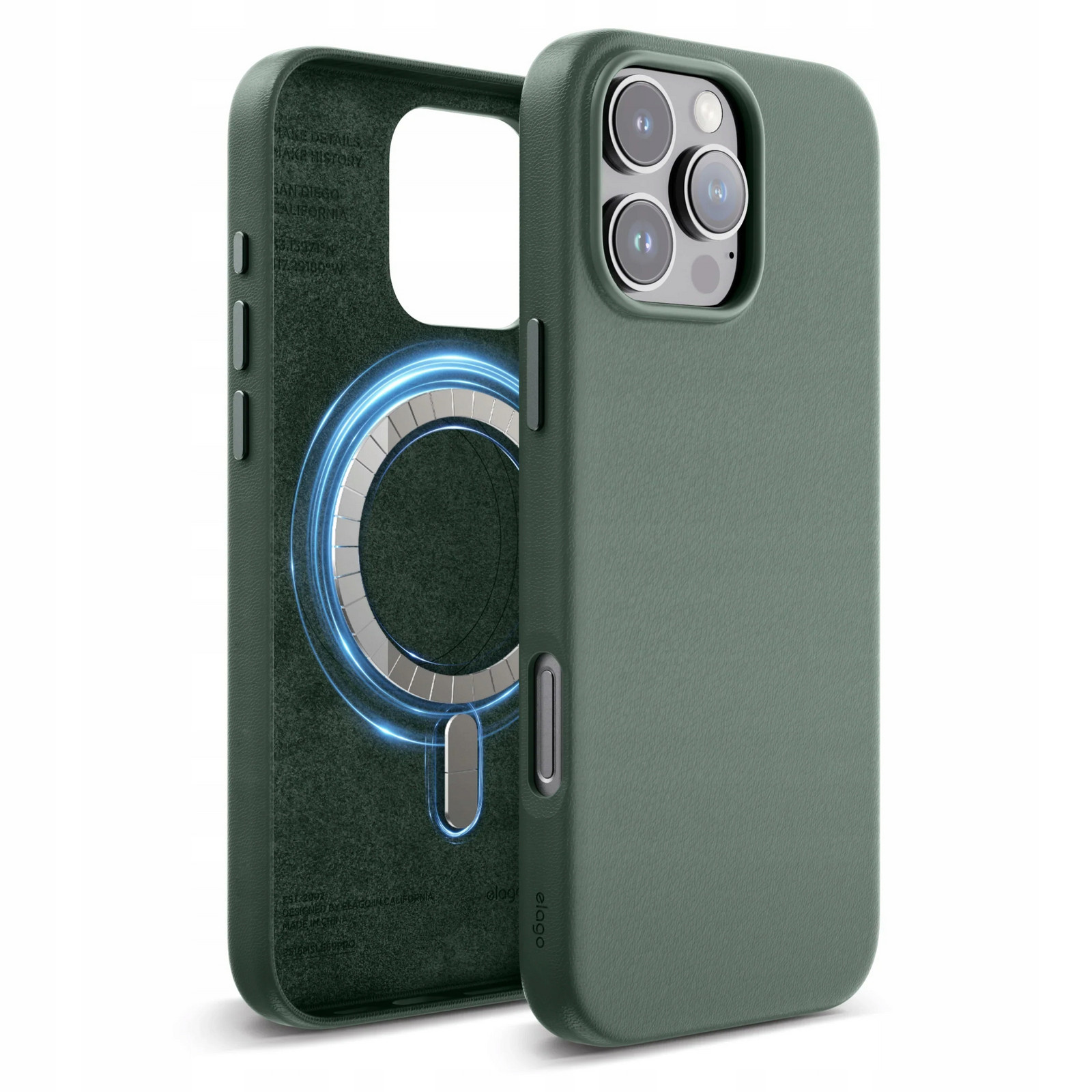 Kožené Pouzdro na iPhone 16 Pro Max Case MagSafe Vegan Zelené