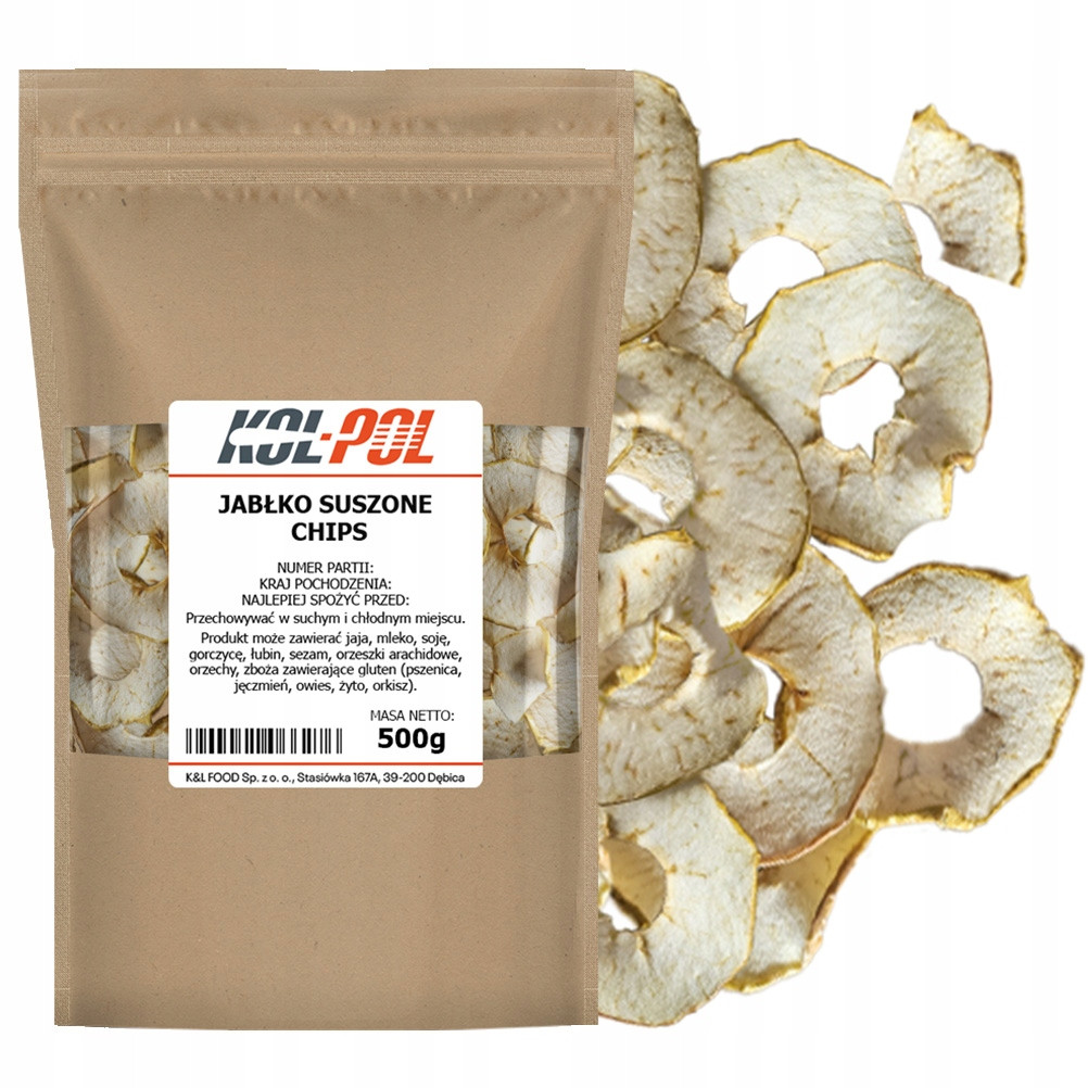 Jablkové Chipsy 500 g Křupavé sušené přírodní svačinka, kvalita Kol-Pol