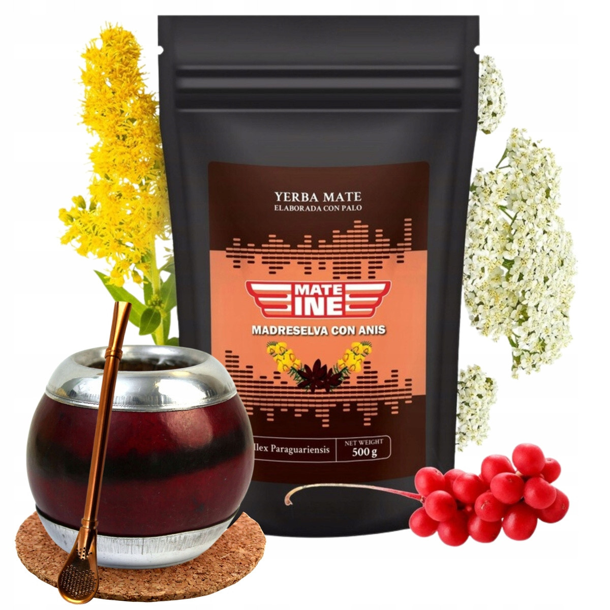 Yerba maté Originální sada Přírodní Tykev Mateine Madreselva 500g 0,5 kg