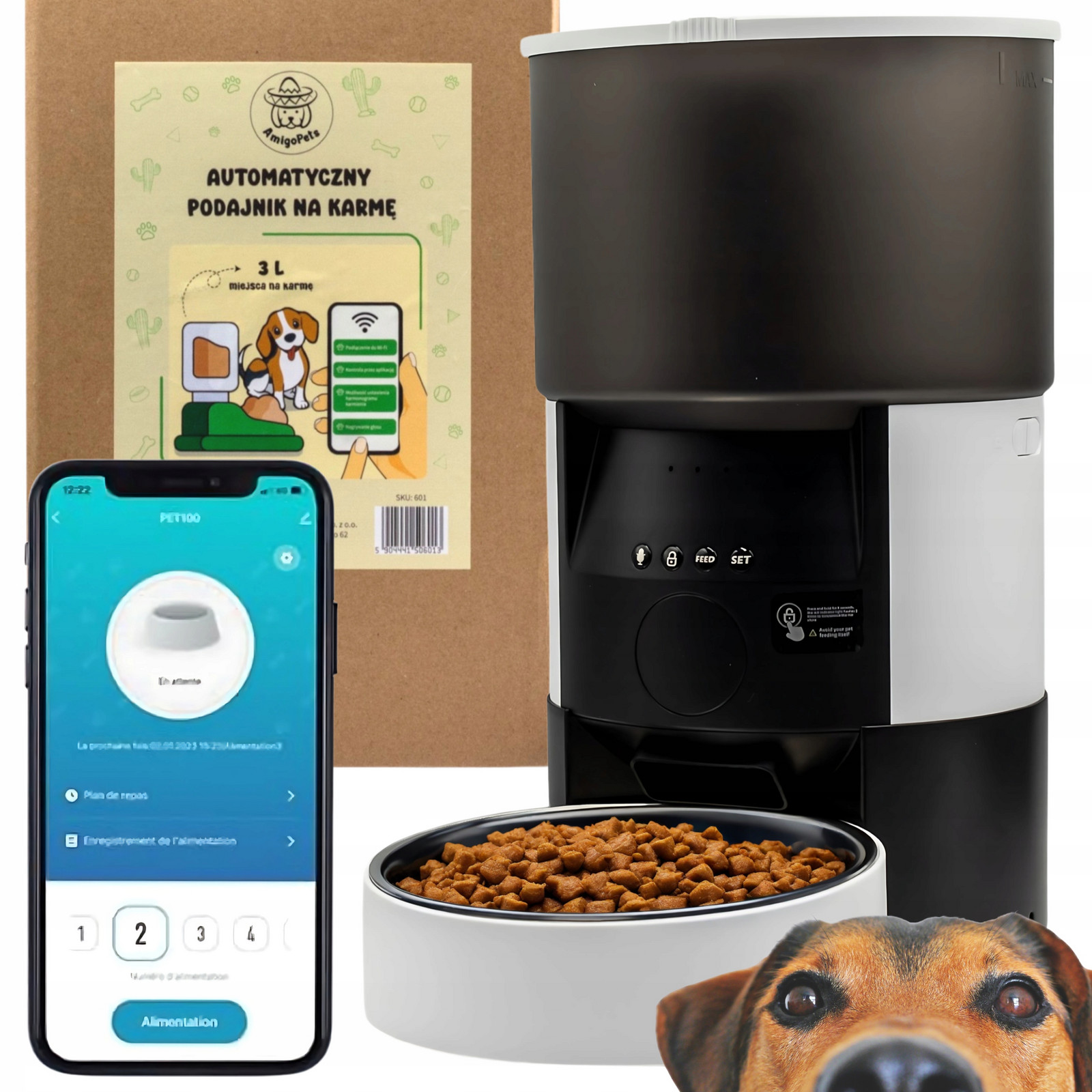 Dávkovač Krmiva Automatická nádoba pro kočky psa podavač Aplikace 3L