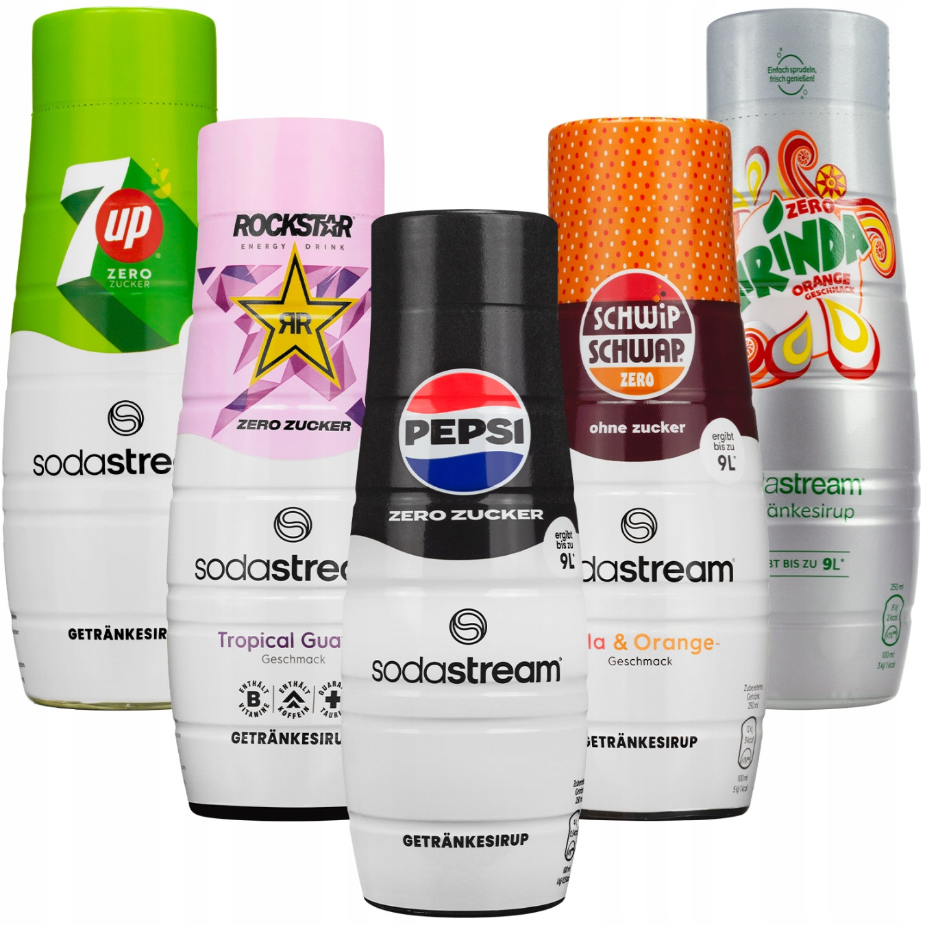 5x Mirinda Zero,rockstar Energy GUAVA,7UP,PEPSI Max,schwip Schwap Bez Cukru