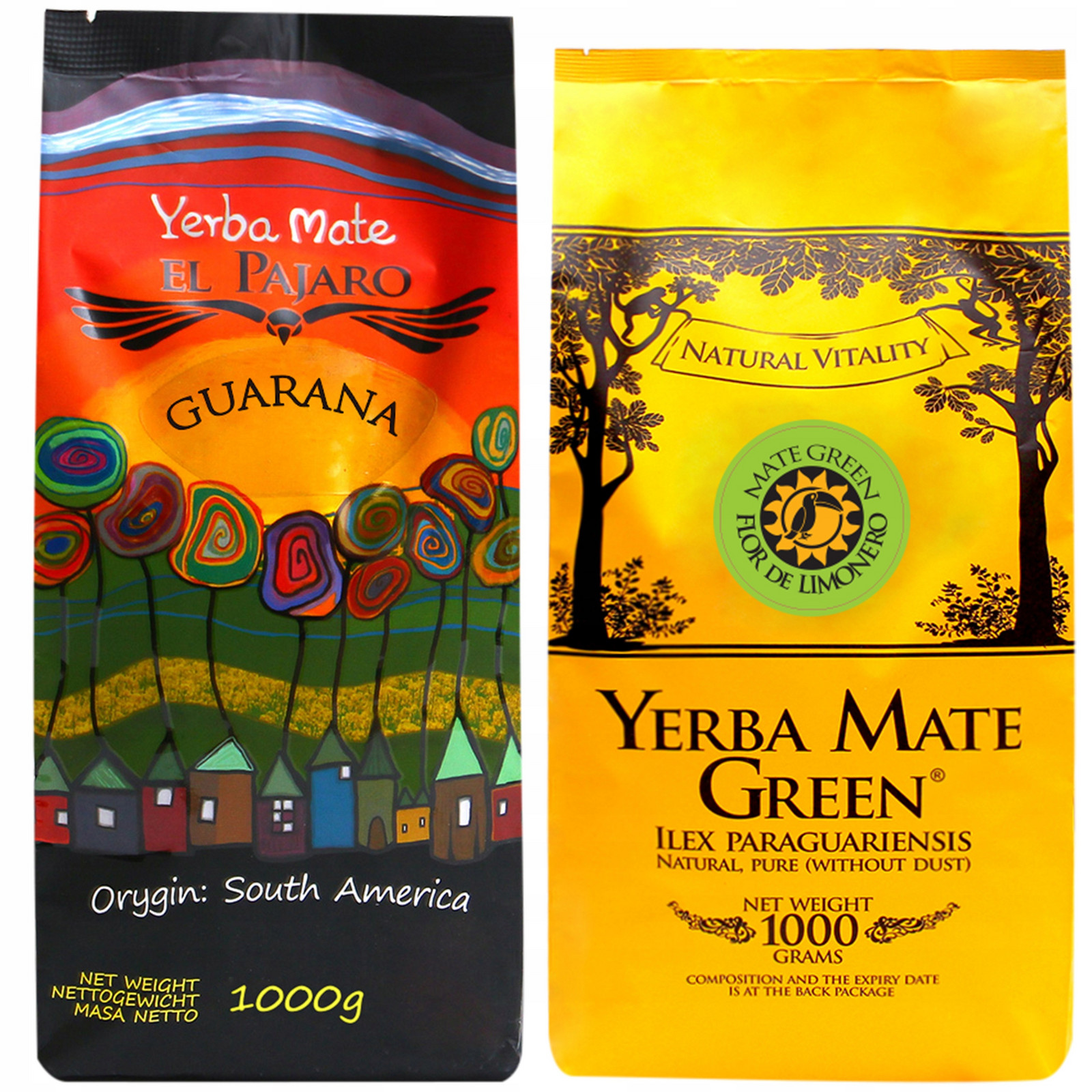 Yerba Mate El Pajaro Guarana Mate Green 2x 1kg