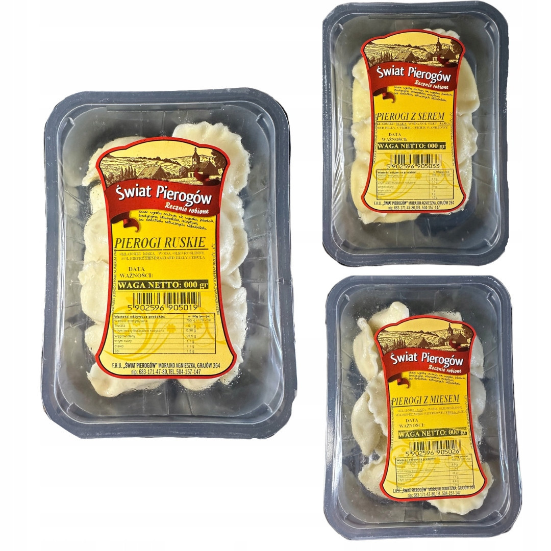 Degustační sada Ruské Pirohy, S Masem, Se Sýrem 3X400gr Domácí Babičky