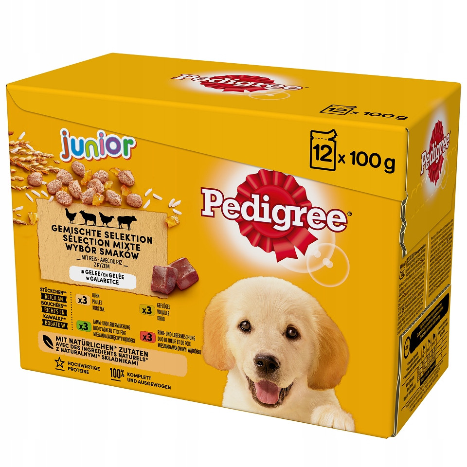 Pedigree Junior Výběr příchutí s rýží 48x100 g
