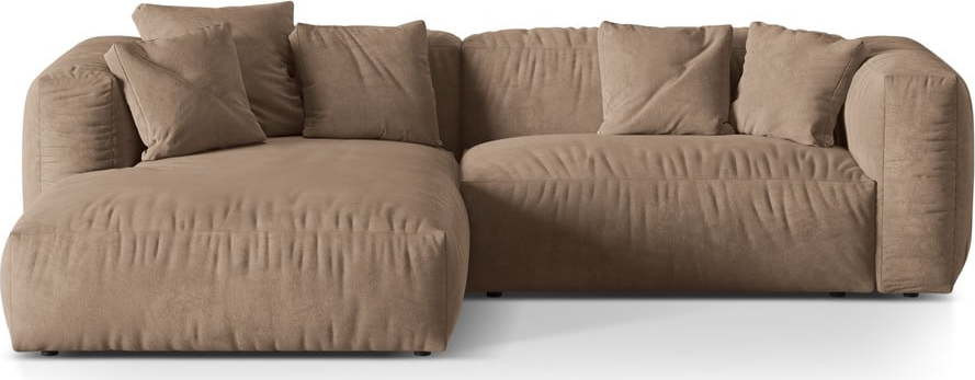 Světle hnědá modulární rohová pohovka z textilie bouclé (levý roh) Martina – Micadoni Home
