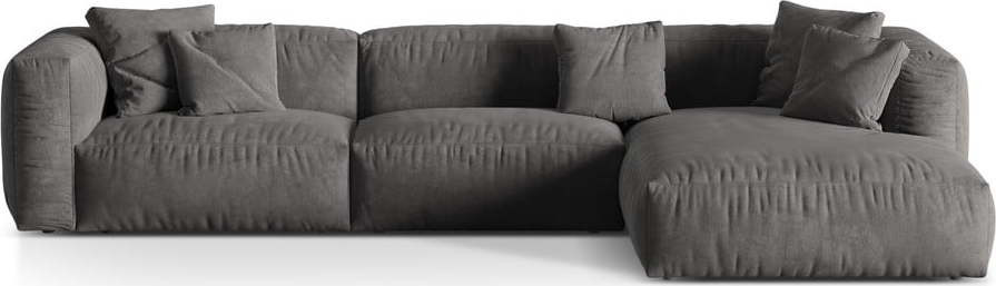 Šedá modulární rohová pohovka z textilie bouclé (pravý roh) Martina – Micadoni Home