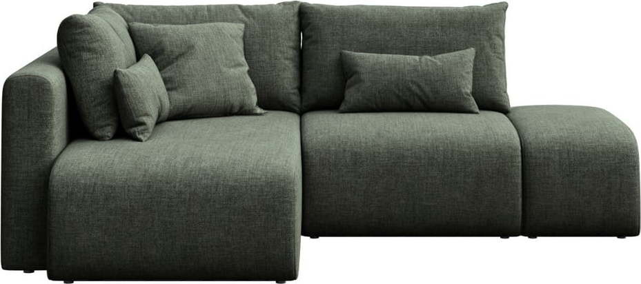Zelená rozkládací rohová pohovka s úložným prostorem (levý roh/s lenoškou) Lumine – Ghado