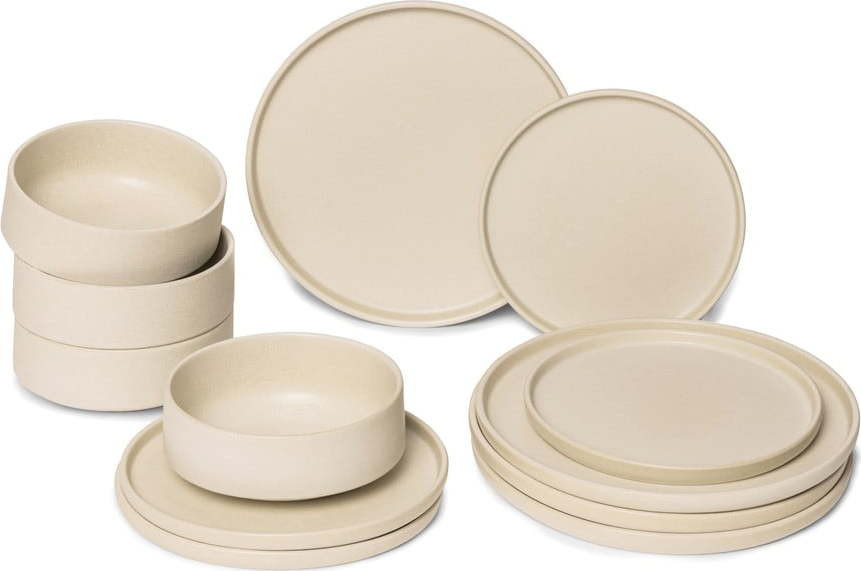 12dílná sada krémového kameninového nádobí Bonami Selection Malia