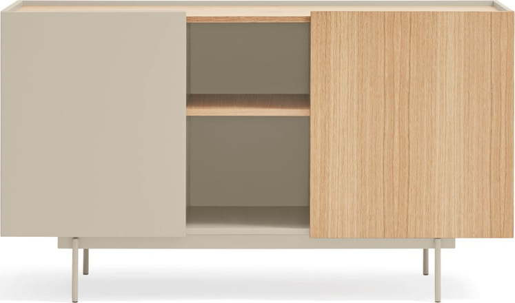 Nízká komoda v dekoru dubu v béžovo-přírodní barvě 130x78 cm Otto – Teulat