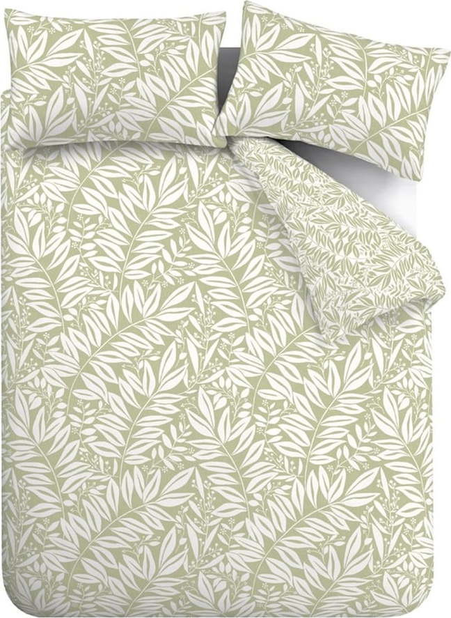 Zelené prodloužené povlečení na dvoulůžko 230x220 cm Sorrel Leaves – Catherine Lansfield