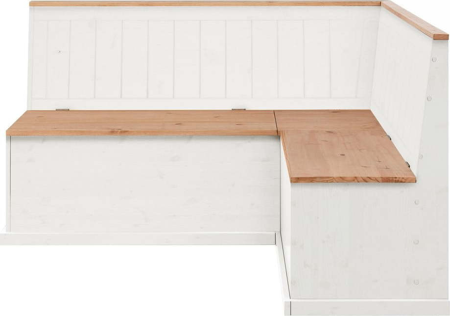 Bílá variabilní rohová lavice z borovicového dřeva s úložným prostorem Støraa Silas