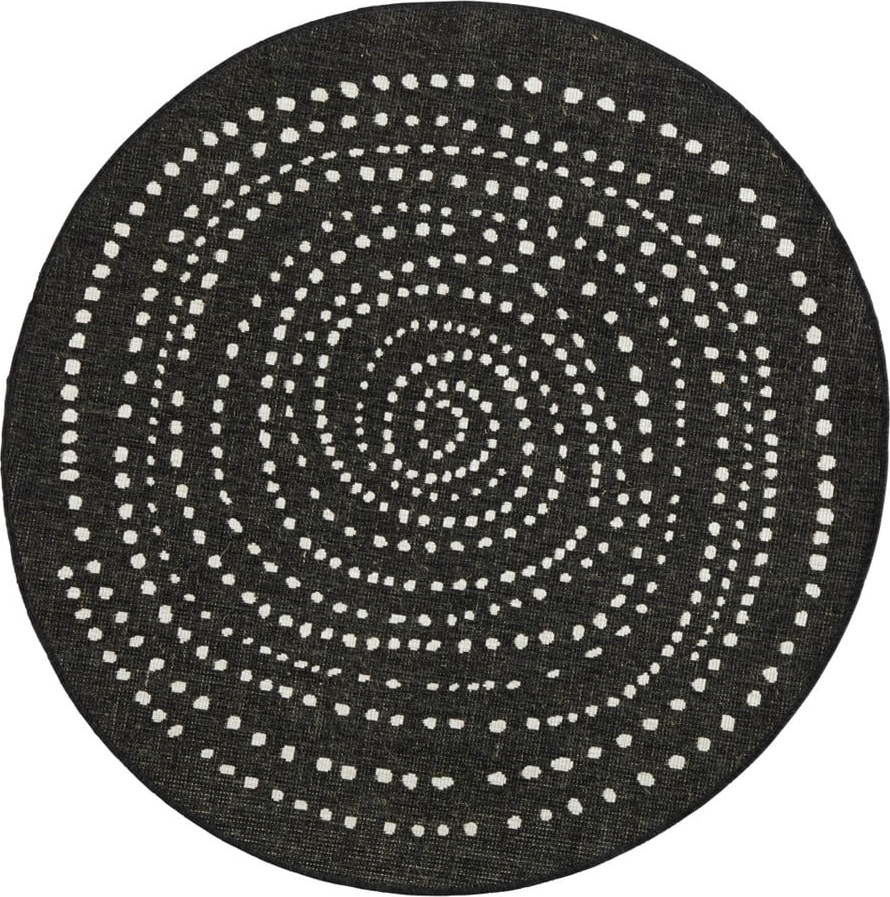 Černý venkovní koberec NORTHRUGS Bali, ø 140 cm