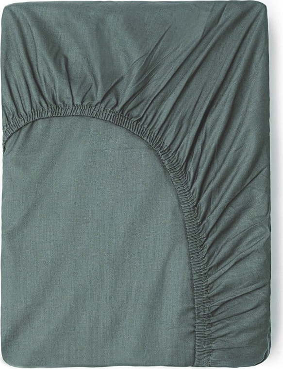 Zeleno-šedé napínací bavlněné prostěradlo 180x200 cm – Good Morning