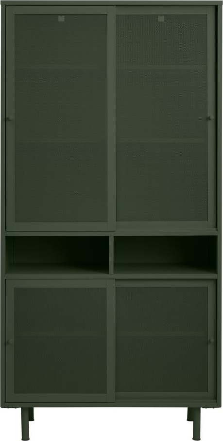 Tmavě zelená kovová skříňka s posuvnými dveřmi 90x180x40 cm Veep – Unique Furniture