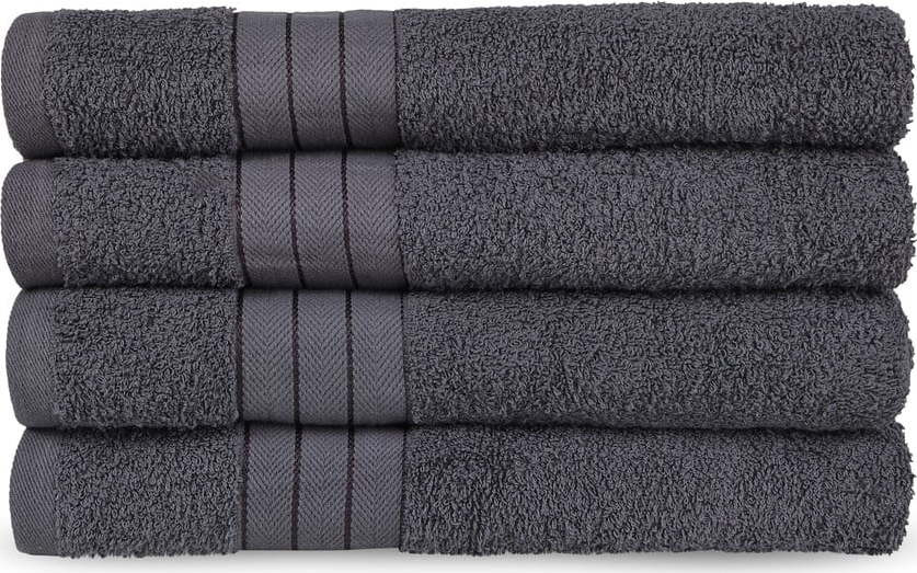 Antracitové froté bavlněné ručníky v sadě 4 ks 50x100 cm – Good Morning